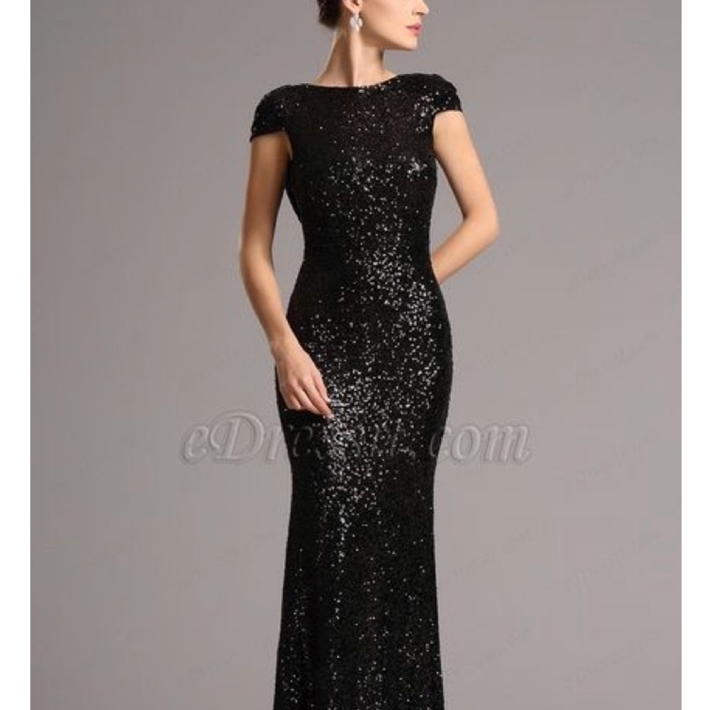 Poffie Girls Black Sequined Fitted Dress